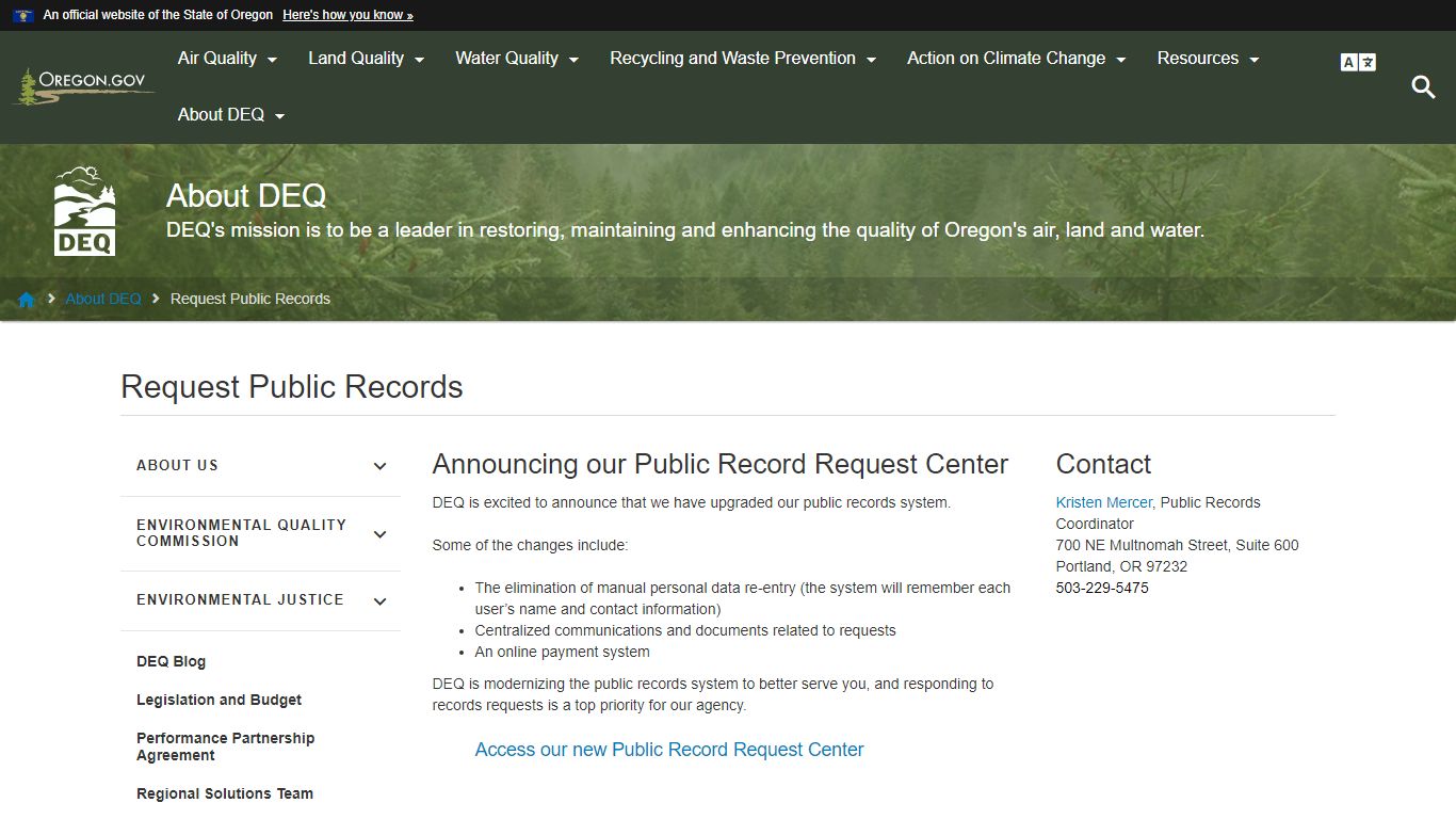 Request Public Records - Oregon