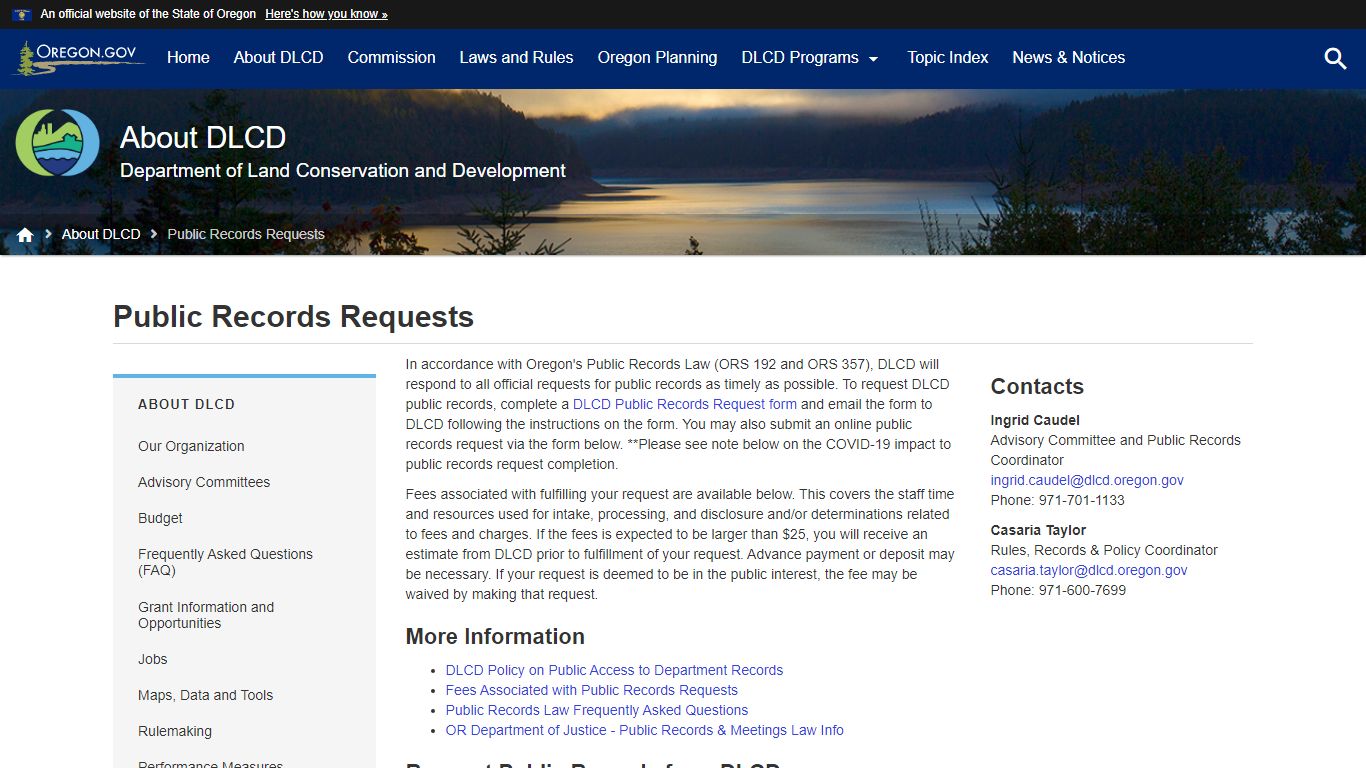 Public Records Requests - State of Oregon