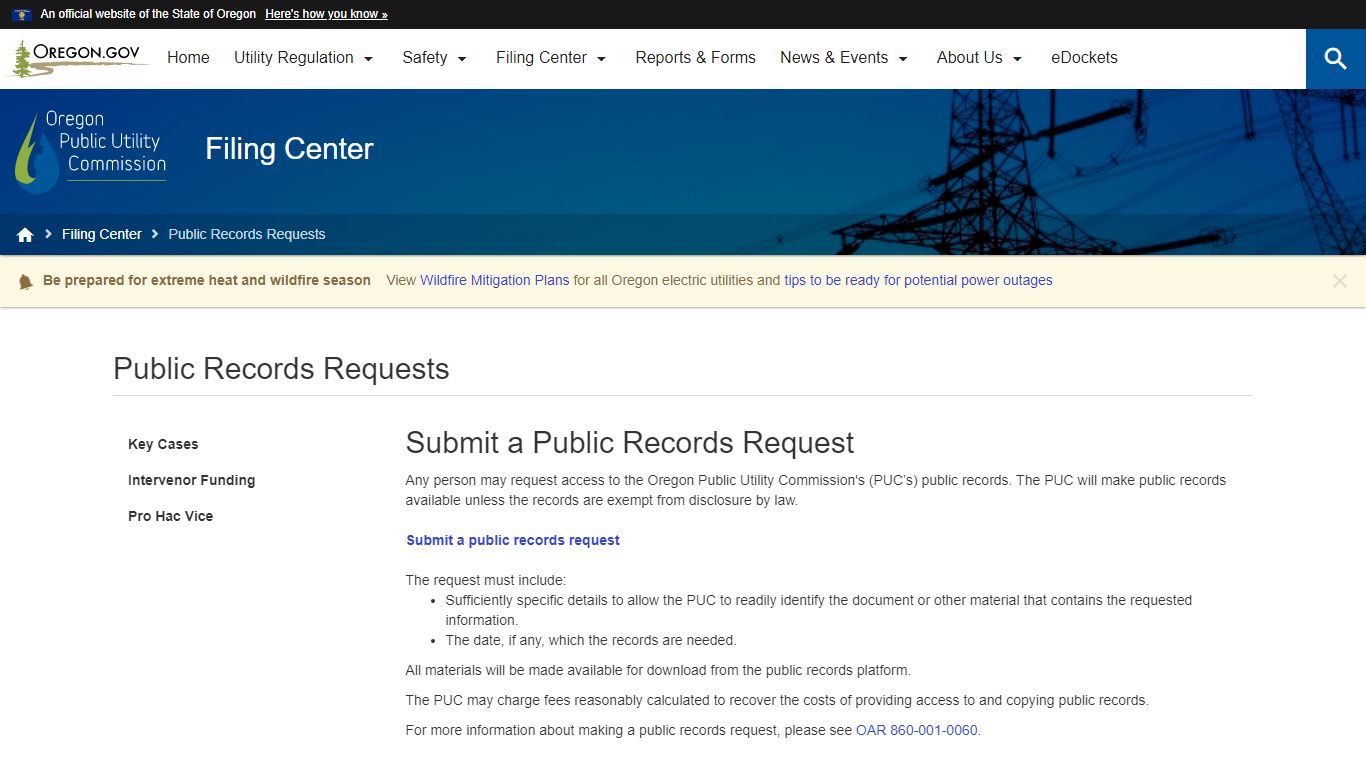 Public Records Requests - Oregon