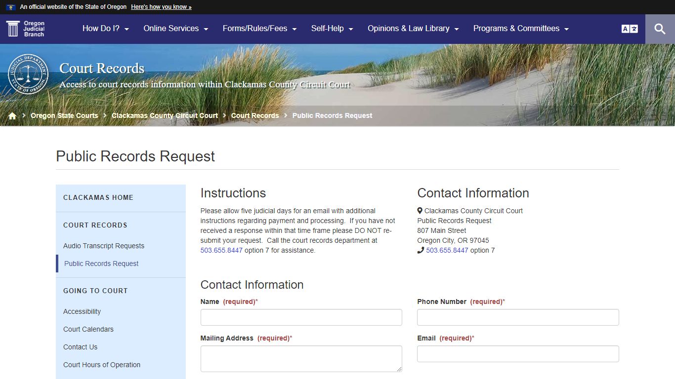 Oregon Judicial Department : Public Records Request ...